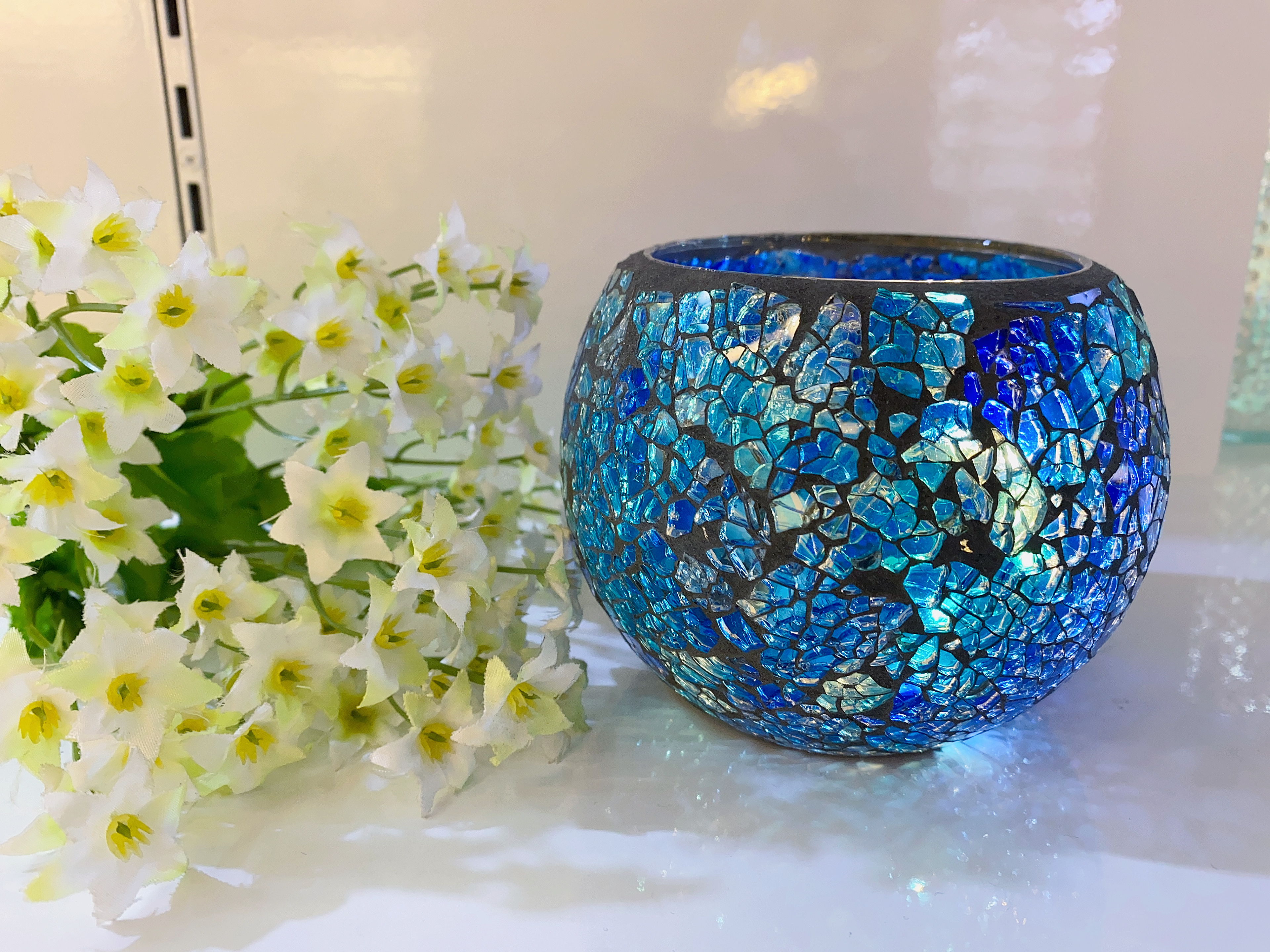 Mosaic glass candlesticks, European retro gifts, romantic bar candles, home decorations details Picture