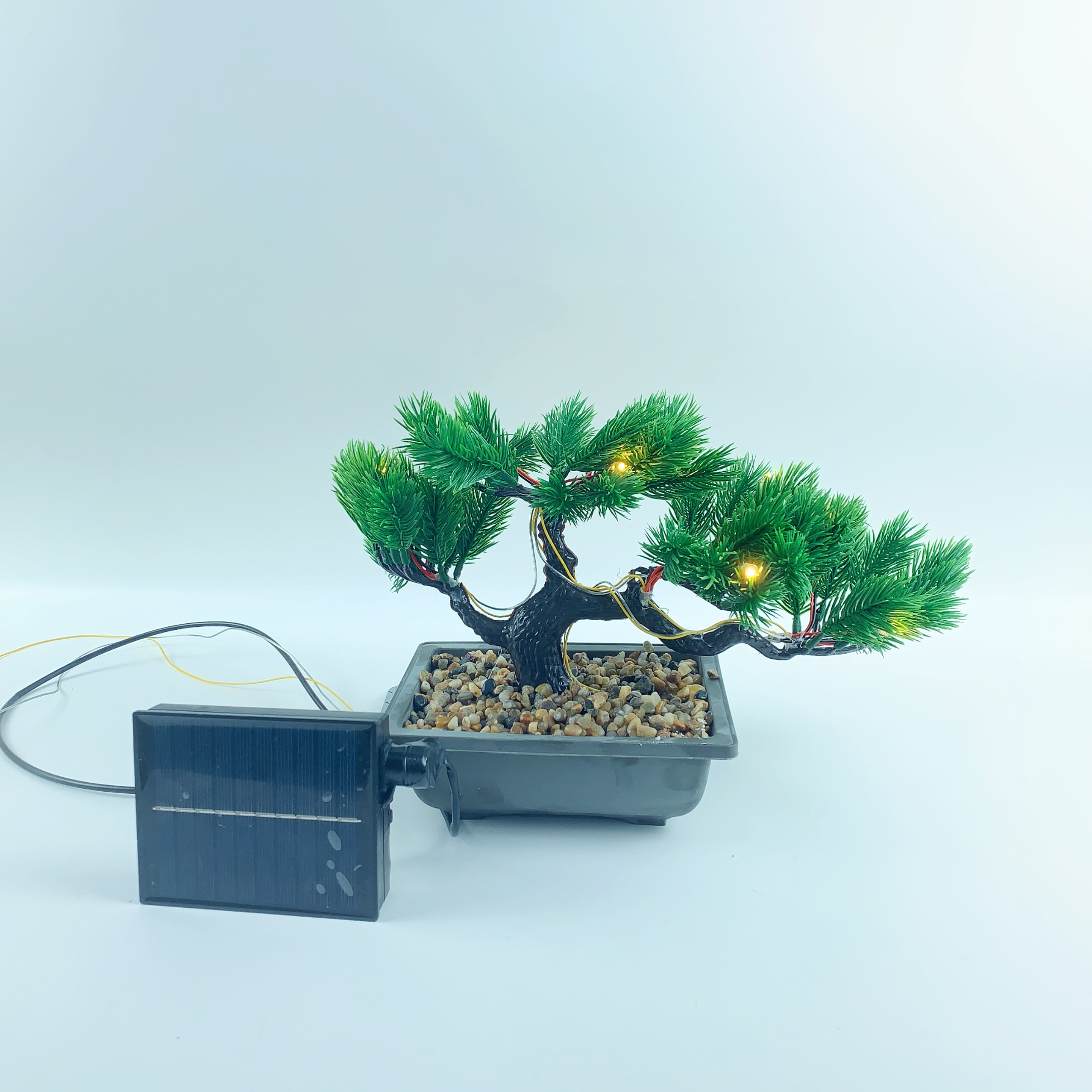 Solar Bonsai Led Lights, Simulating Potted Flowers Indoor Living Room Furniture Plastic Furnishings