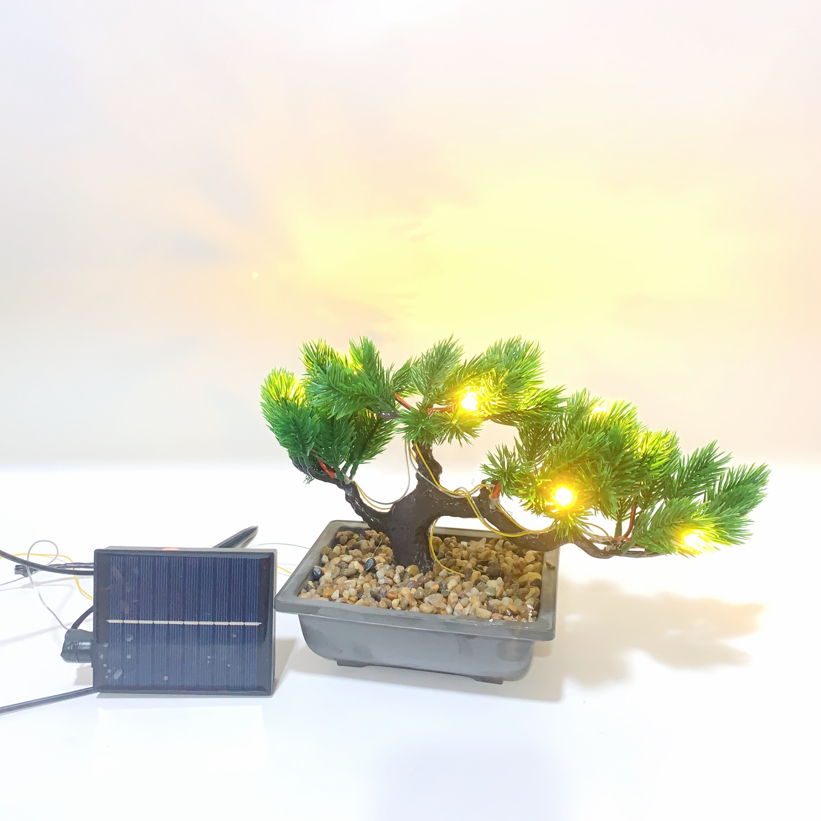Solar Bonsai Led Lights, Simulating Potted Flowers Indoor Living Room Furniture Plastic Furnishings Specification drawing