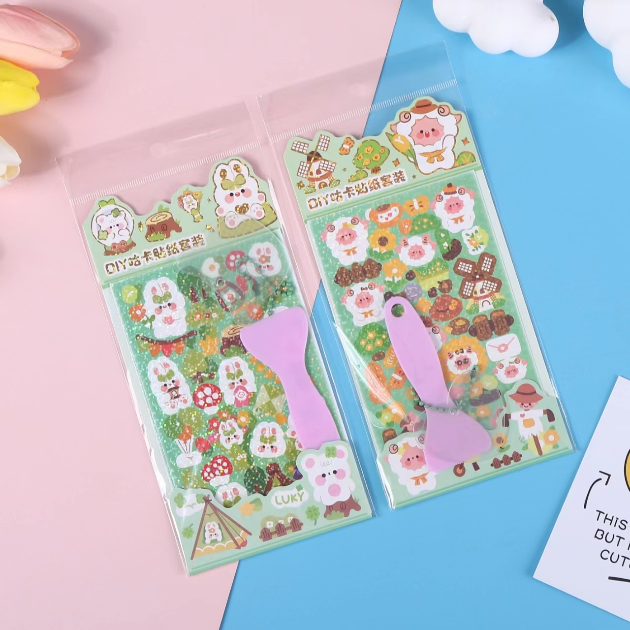 Nuevo crossover hot sale X2 diy love bean goka stickers set flash powder pendiente acrílico llavero colgante tienda de mano goo panka set juguetes venta al por mayor venta directa de fábrica Application Scenario