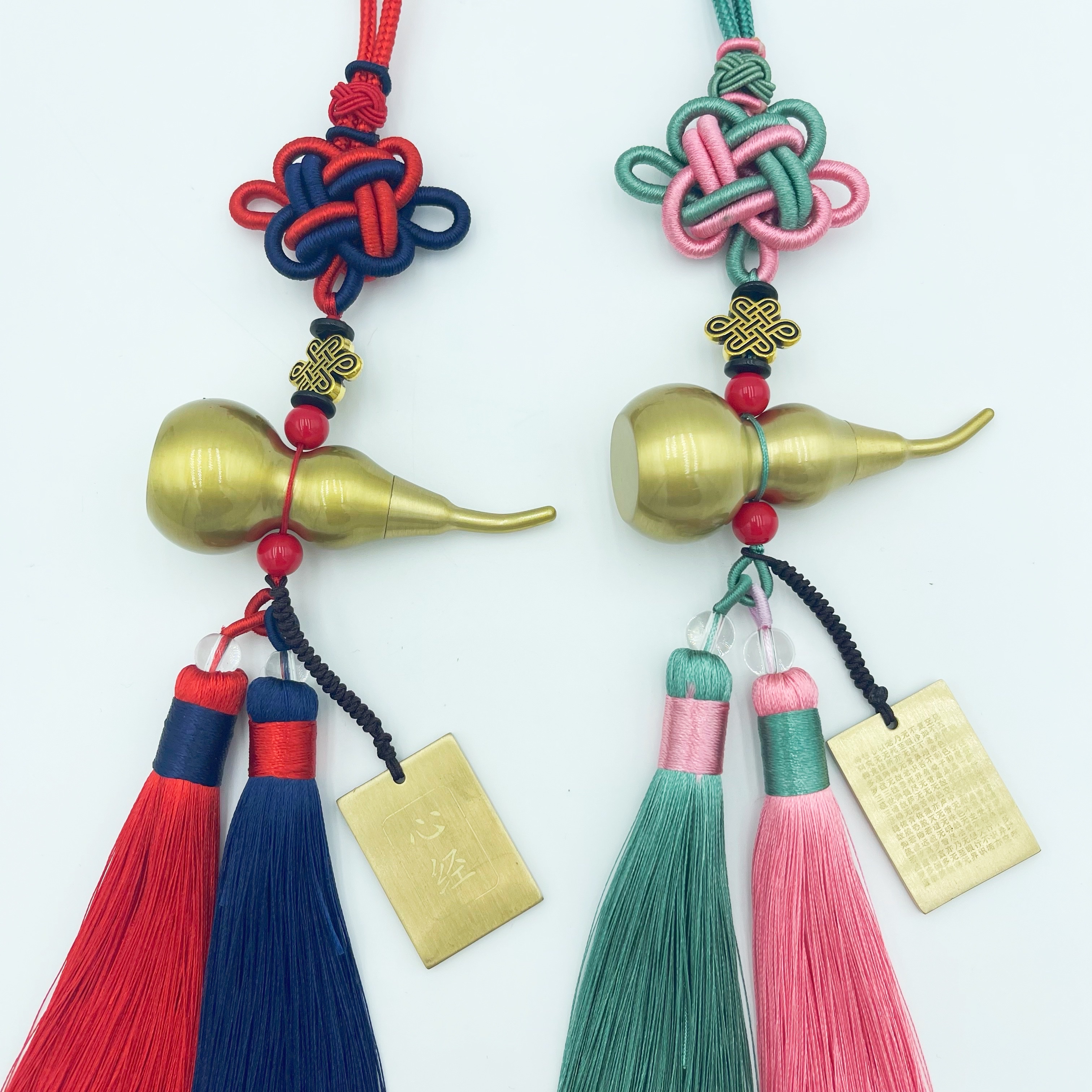 义乌市琳烺工艺品 双色结黄铜拉丝葫芦铜吊牌心经汽车挂件