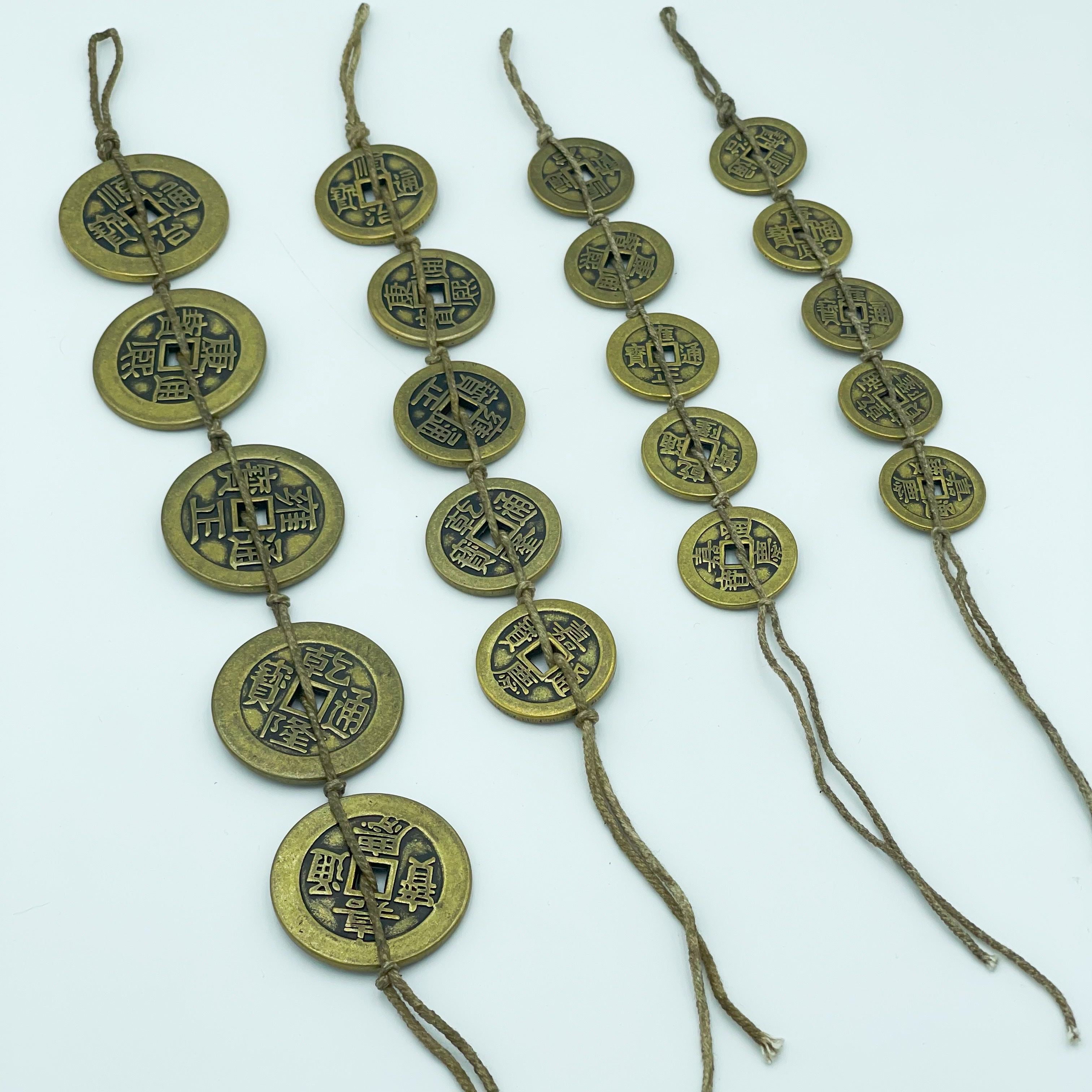 义乌市琳烺工艺品 批发黄铜仿古加厚五帝铜钱挂件五帝串