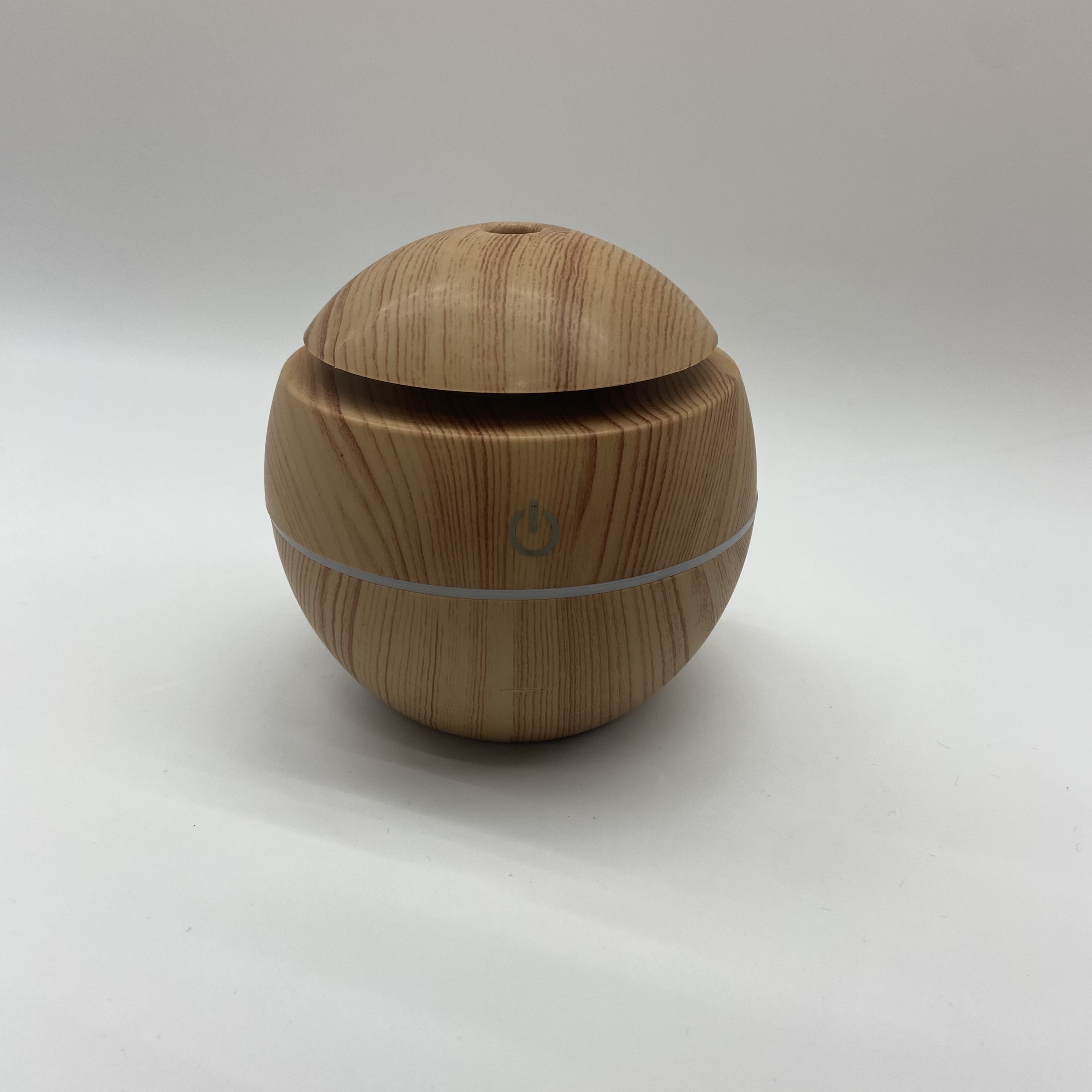 USB small round ball seven-color light, small mushroom humidifier, mini wood grain circular hollowed-out aroma diffuser details Picture