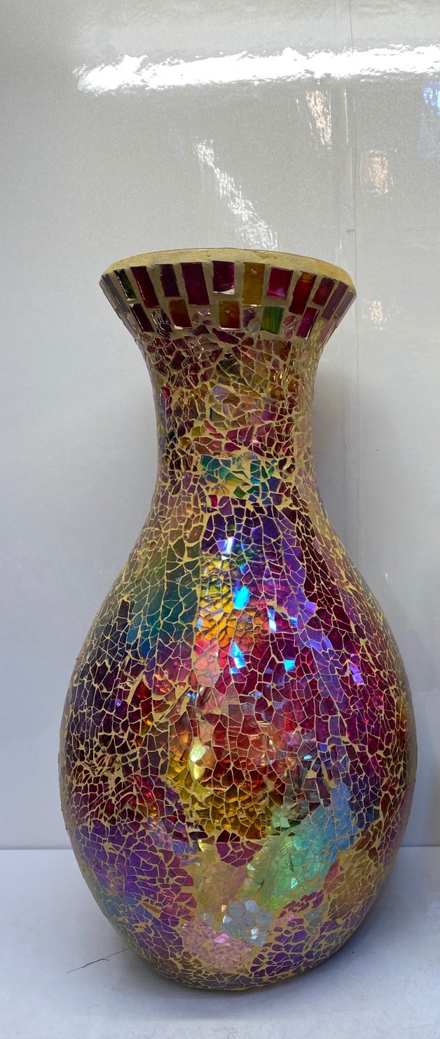 مزهرية زجاجية فسيفسائية على الطراز الأوروبي، ديكور منزلي أنيق لغرفة المعيشة وغرفة الطعام وترتيب زهور للكومودينو