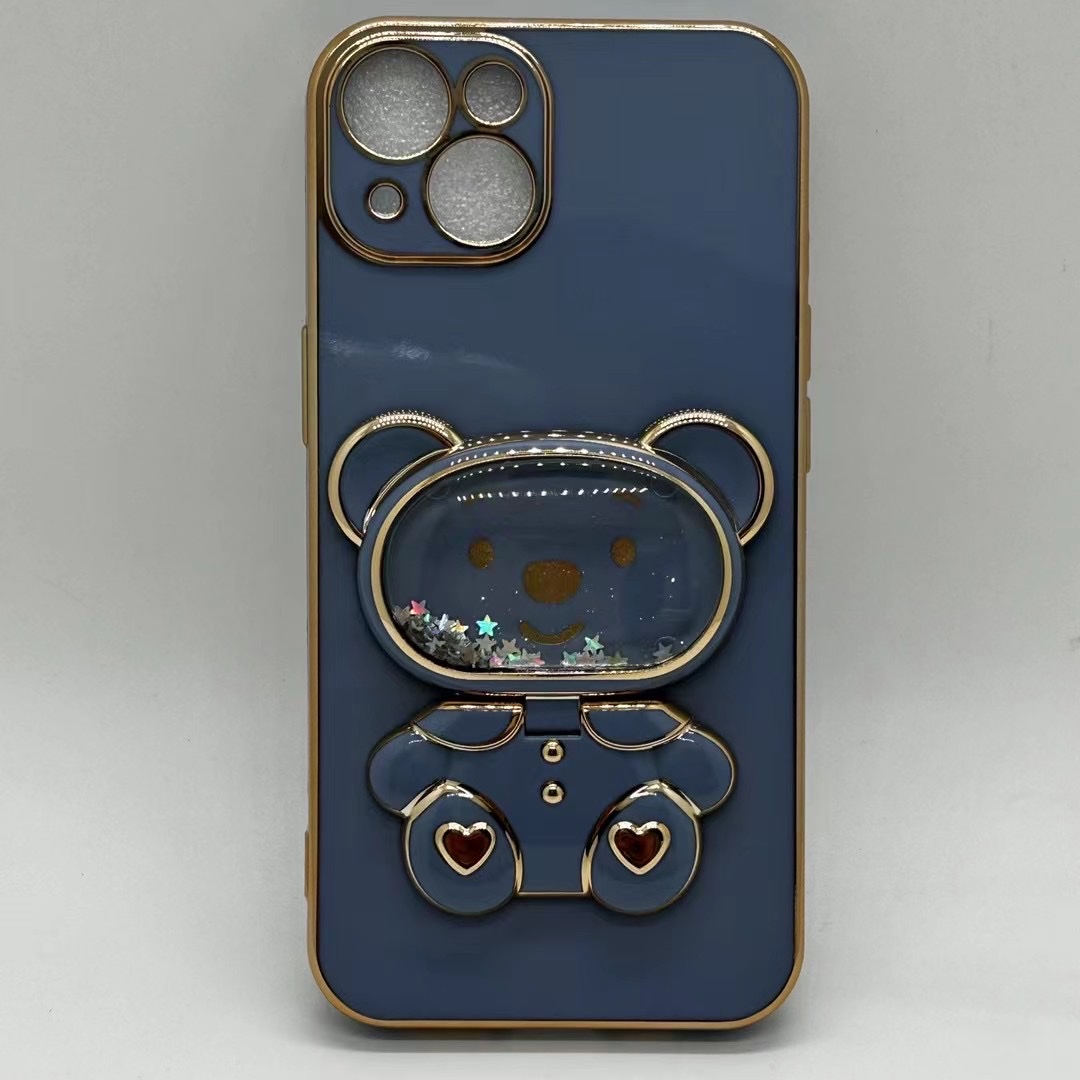 Sand Bear Electroplated mirror Phone Stand, phone back sticker stand, Sand Bear phone back sticker stand Application Scenario