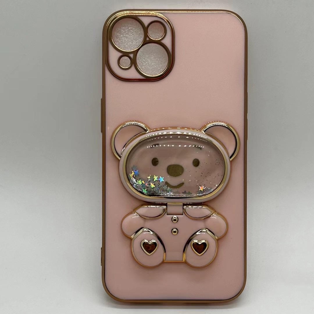 Sand Bear Electroplated mirror Phone Stand, phone back sticker stand, Sand Bear phone back sticker stand Item Picture