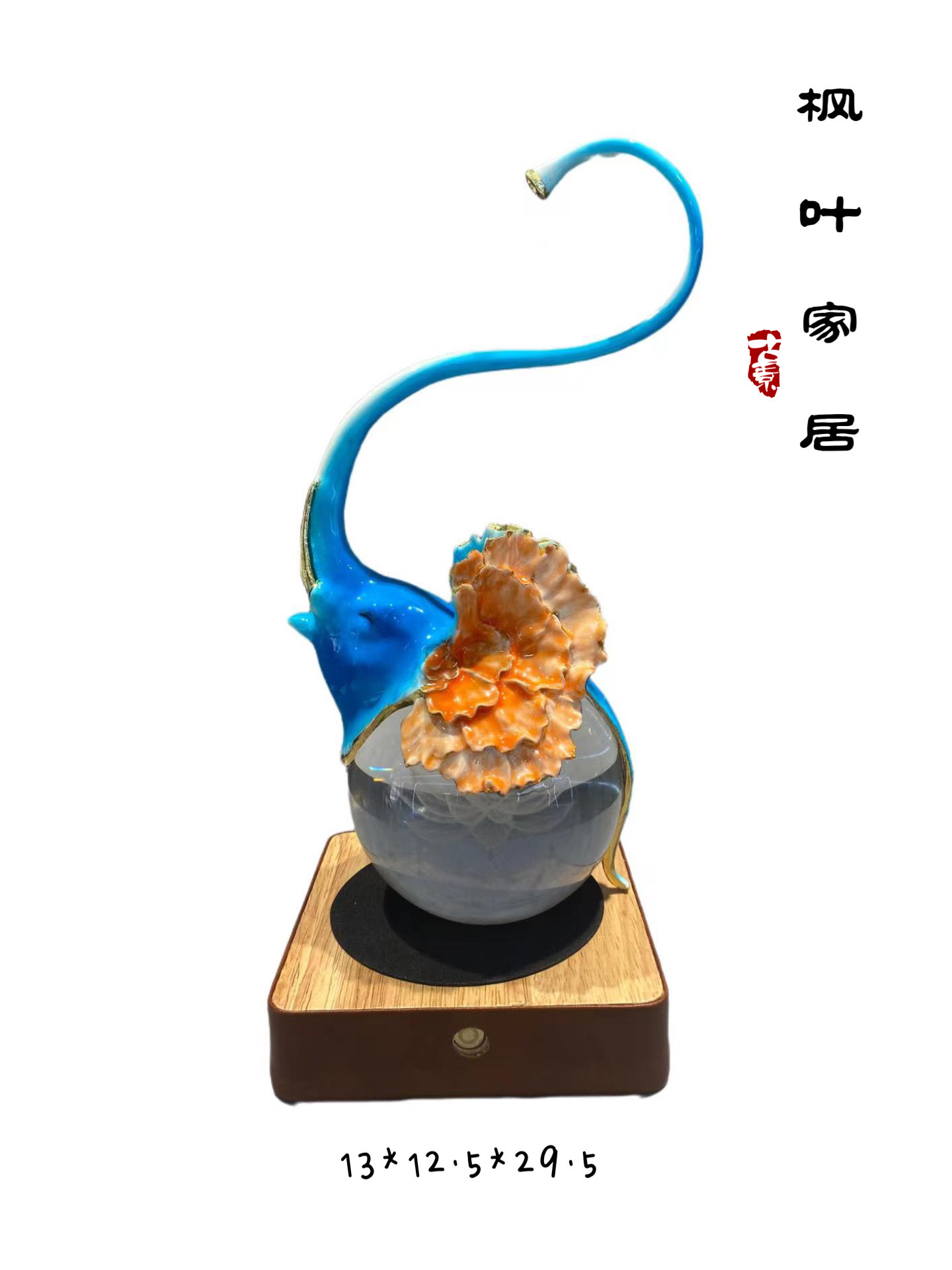 Enamel crystal ball decoration, auspicious elephant desktop home decoration, office decoration, gift details Picture