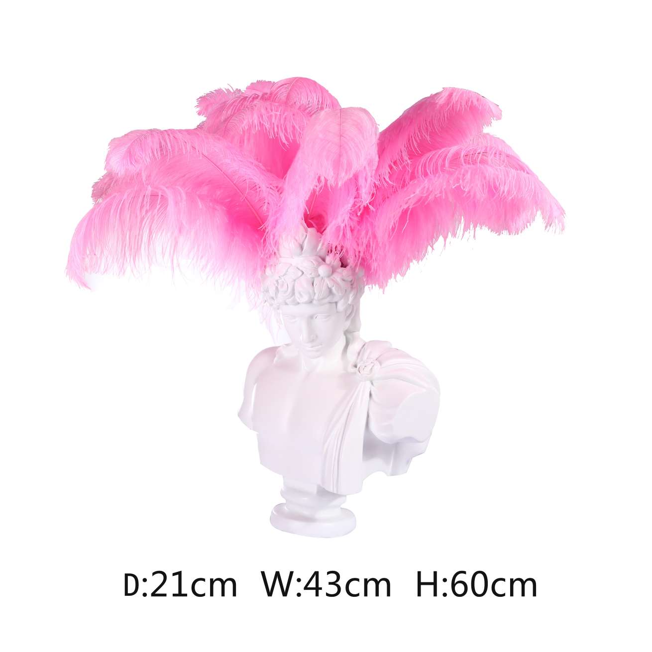 Nordic Ins-style David figure table decoration, flower arrangement, desktop storage, writing pen collection bucket, popular photo feather figure, height 60*43*21 Application Scenario