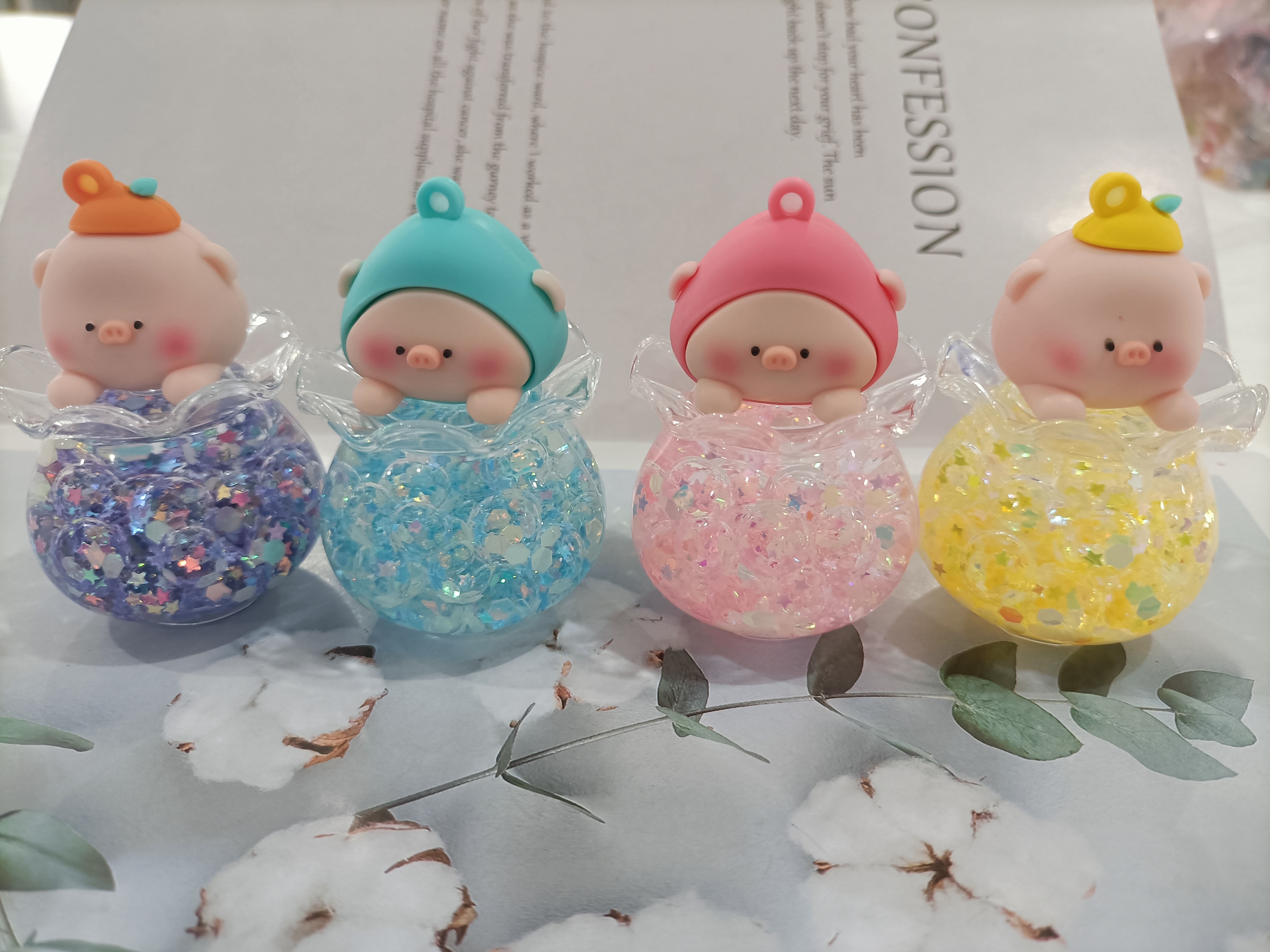 呼呼猪泡珠鱼缸钥匙扣挂件