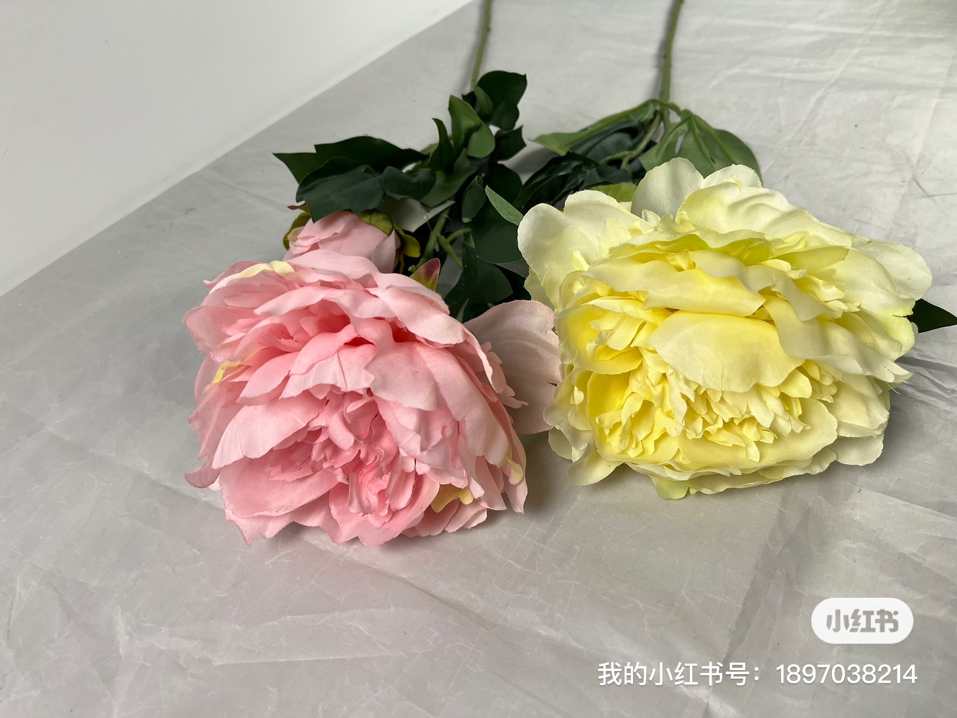 仿真花 牡丹花 布料牡丹花一大一小牡丹花