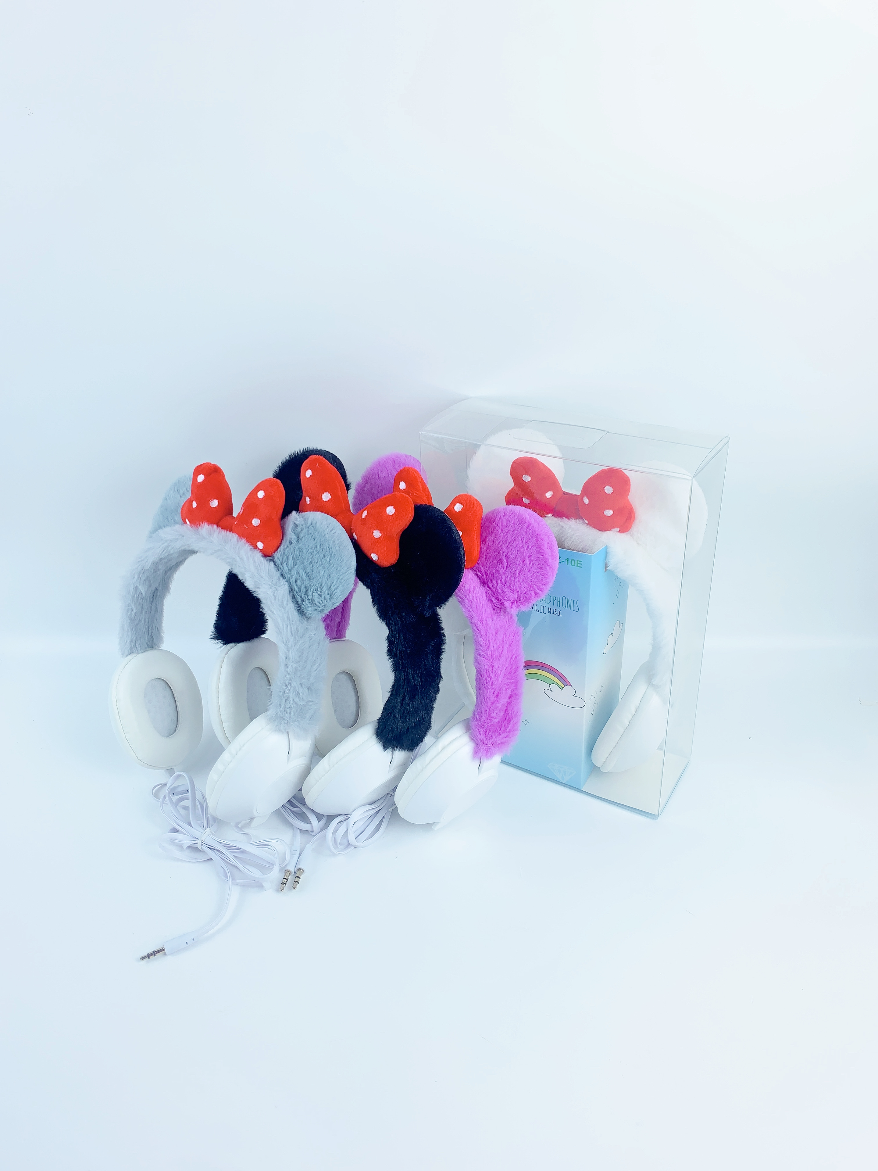 Cartoon Bow Headwear 3.5 Plug Gift Headphones With Cord