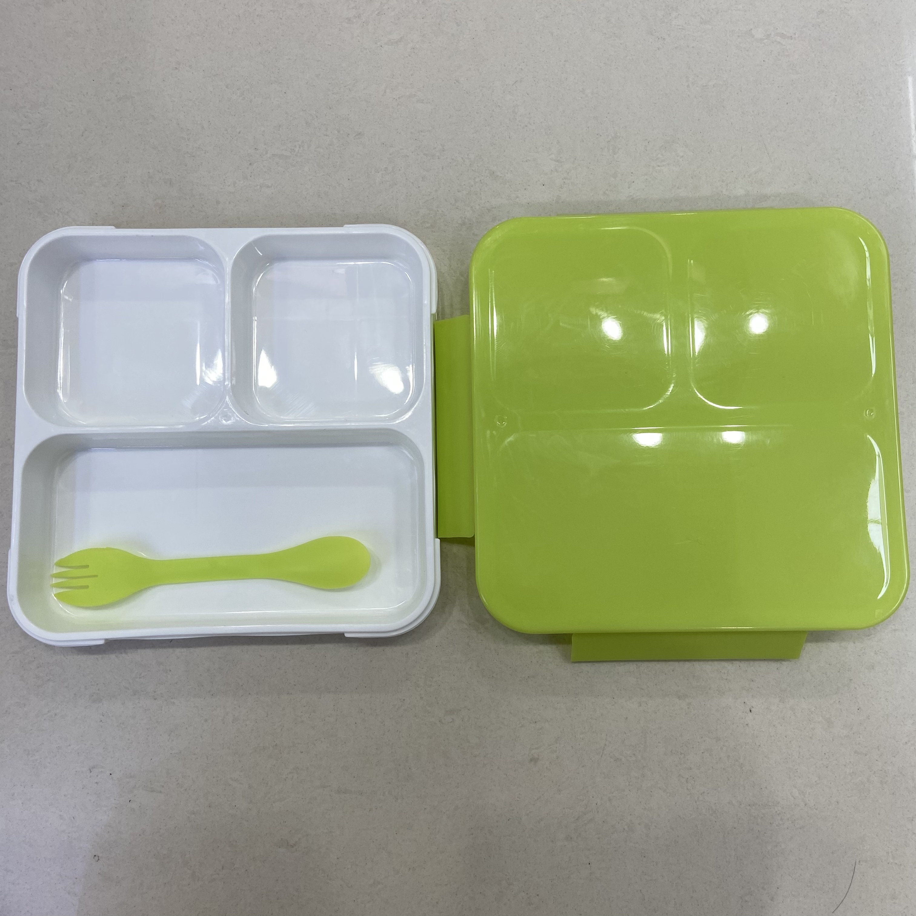 Caja de almuerzo a cuadros caja de comida rápida portátil caja de almuerzo delgada caja de almuerzo de plástico sellada dividida caja de almuerzo simple details Picture