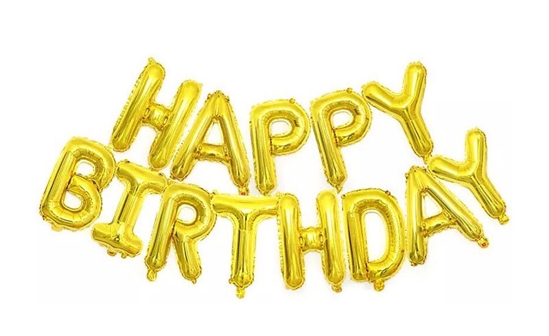 16寸英文生日金色套装