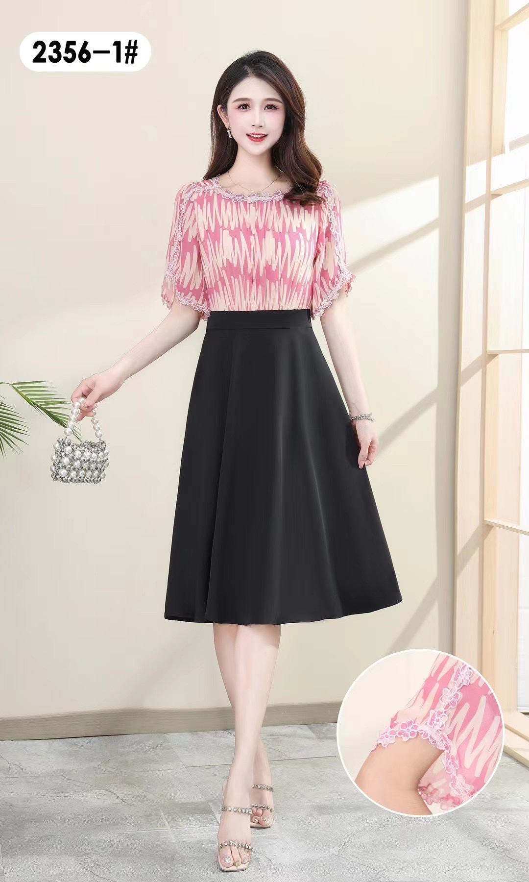 23 new women's fashion red striped dress