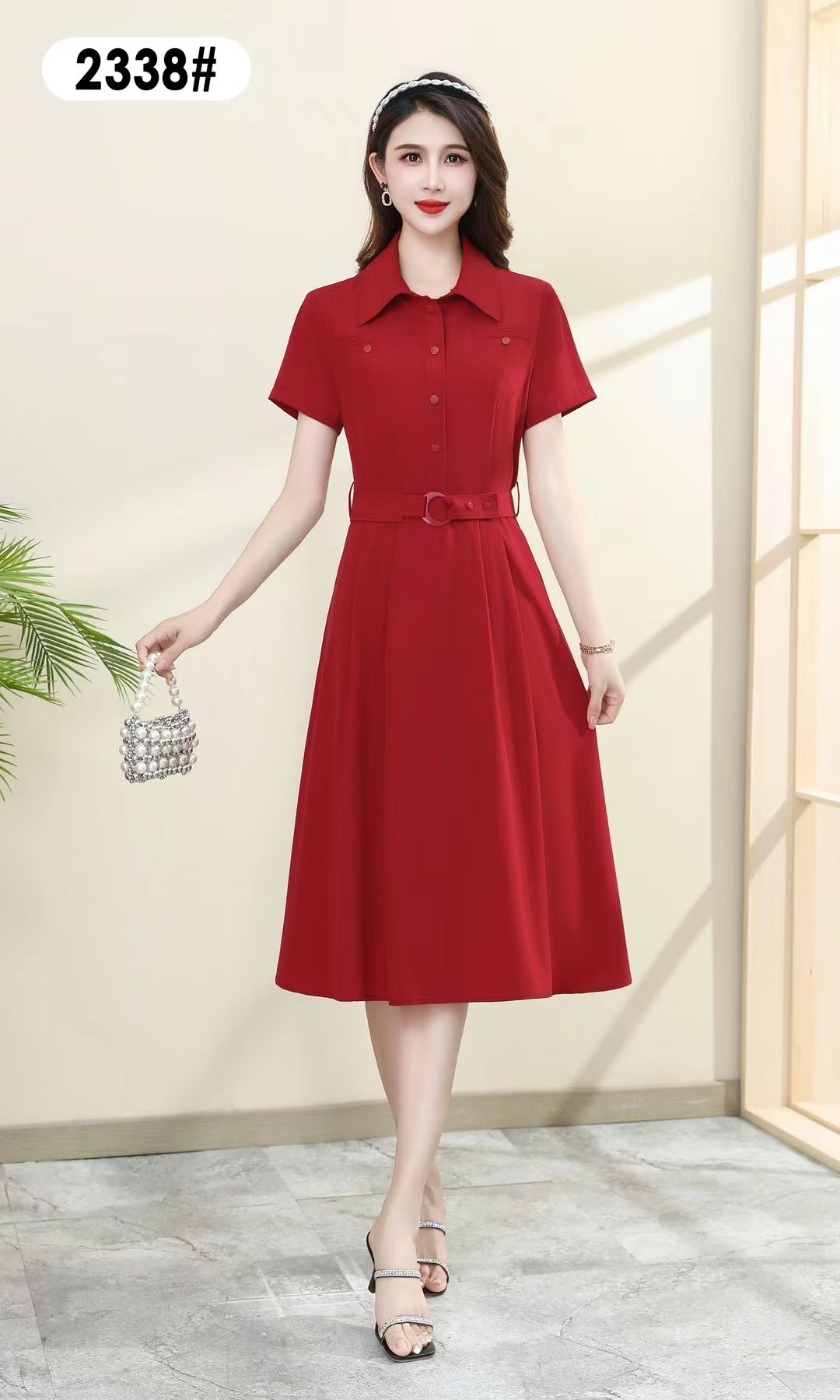 23 new women's red fashion dress