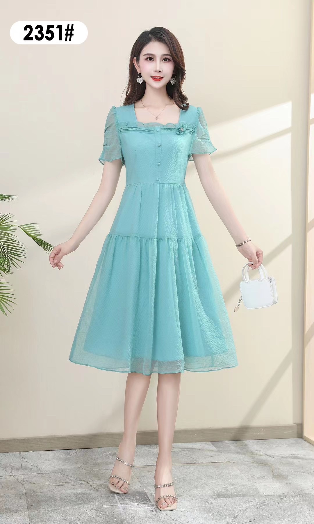 23 new women's aqua blue dress