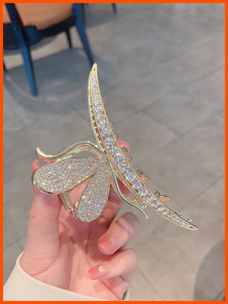 Fairy butterfly hair clip, back head grip clip, high-end hair, shark clip hair clip, large hair grip headwear Item Picture
