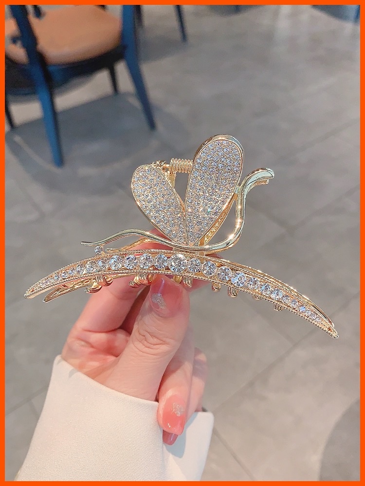 Fairy butterfly hair clip, back head grip clip, high-end hair, shark clip hair clip, large hair grip headwear Specification image