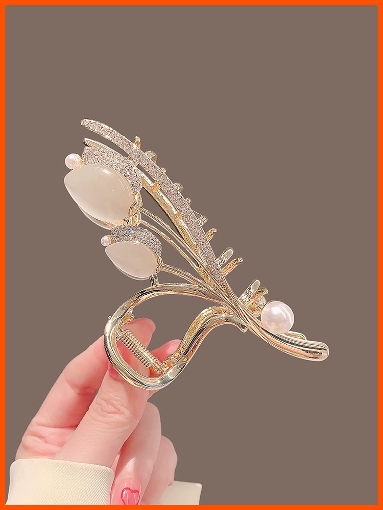 🆕 Tulip Hairpin For Women, Back Of The Head, Straight Clip, Updo, High Ponytail, Claw Clip, 2023 New Large Shark Clip Headwear Item Picture