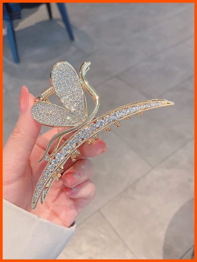 Fairy butterfly hair clip, back head grip clip, high-end hair, shark clip hair clip, large hair grip headwear Application Scenario