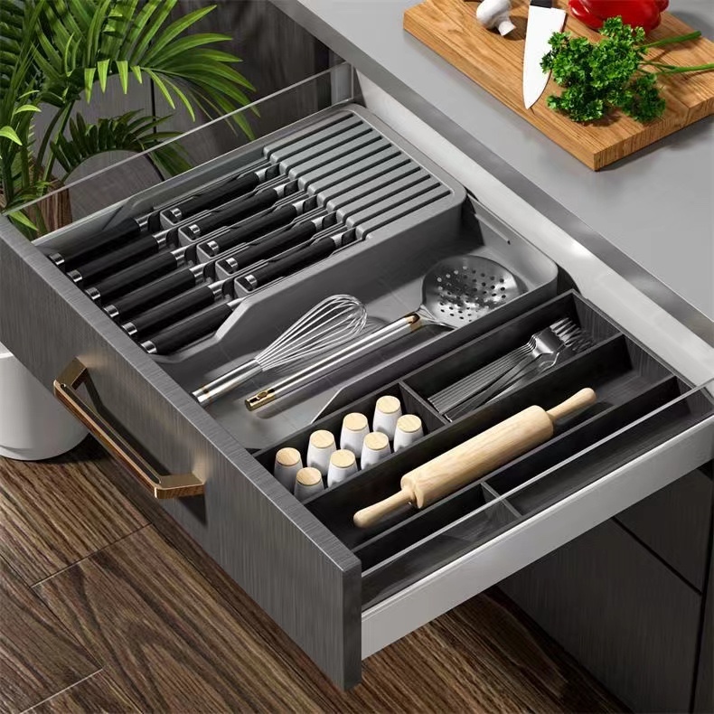 Knife rack, tableware drawer storage box, knife separation storage rack, kitchen drawer, knife organization box, knife rack, knife seat Item Picture