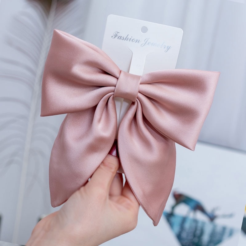 High-end silk satin large bow hair clips, girls' hair accessories, children's duckbill clips, headwear, and adult hair clips on the top of the back of the head Specification image