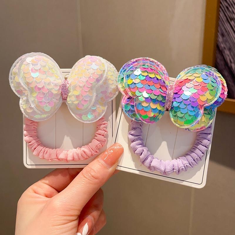 Children's Headband Sequin Bow Headband Baby Hair Band Girls Do Not Hurt Hair High Ponytail Rubber Band Headband Item Picture