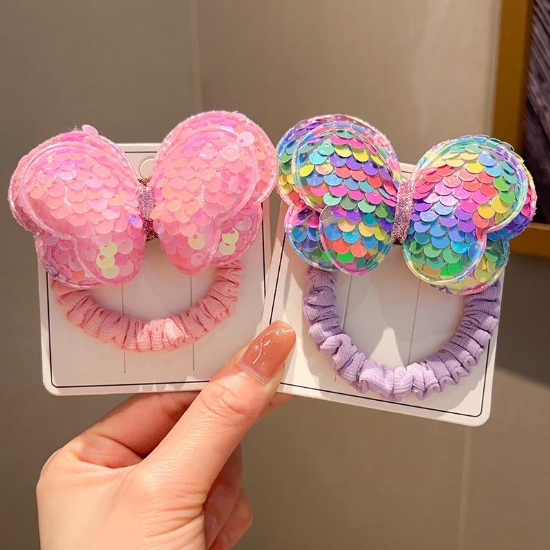 Children's Headband Sequin Bow Headband Baby Hair Band Girls Do Not Hurt Hair High Ponytail Rubber Band Headband