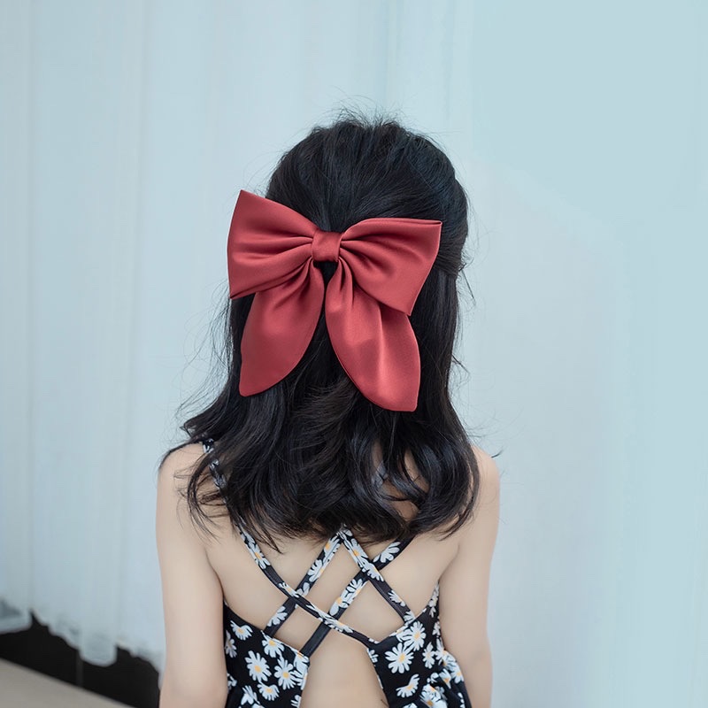 High-end silk satin large bow hair clips, girls' hair accessories, children's duckbill clips, headwear, and adult hair clips on the top of the back of the head