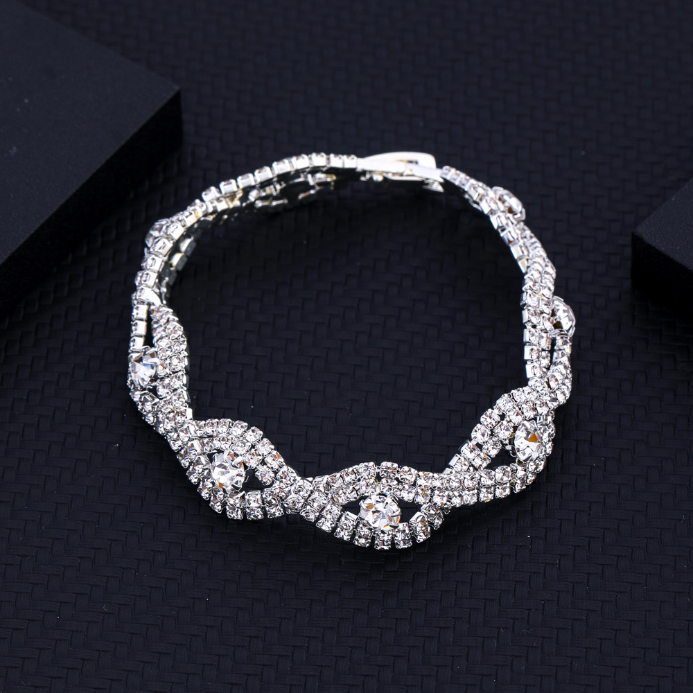 Exquisite and luxurious rhinestone full diamond bracelet, cross-border hip-hop style fashionable diamond-encrusted Cuban chain bracelet Cxzs