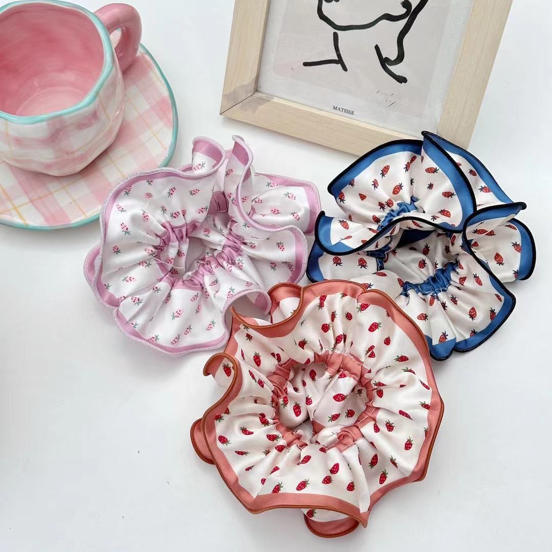 Korean-style elegant double-sided large intestine circles, low ponytail, bun hairstyle Item Picture