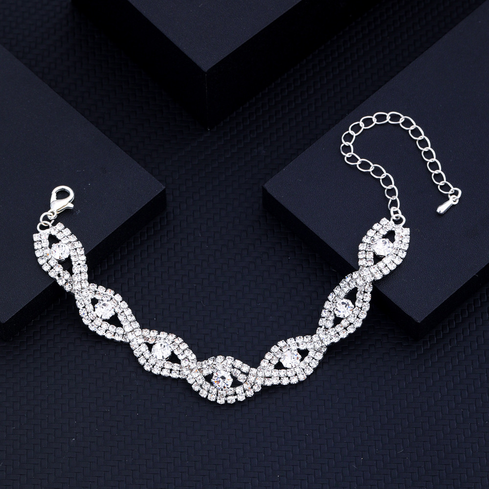 Exquisite and luxurious rhinestone full diamond bracelet, cross-border hip-hop style fashionable diamond-encrusted Cuban chain bracelet Cxzs Specification image