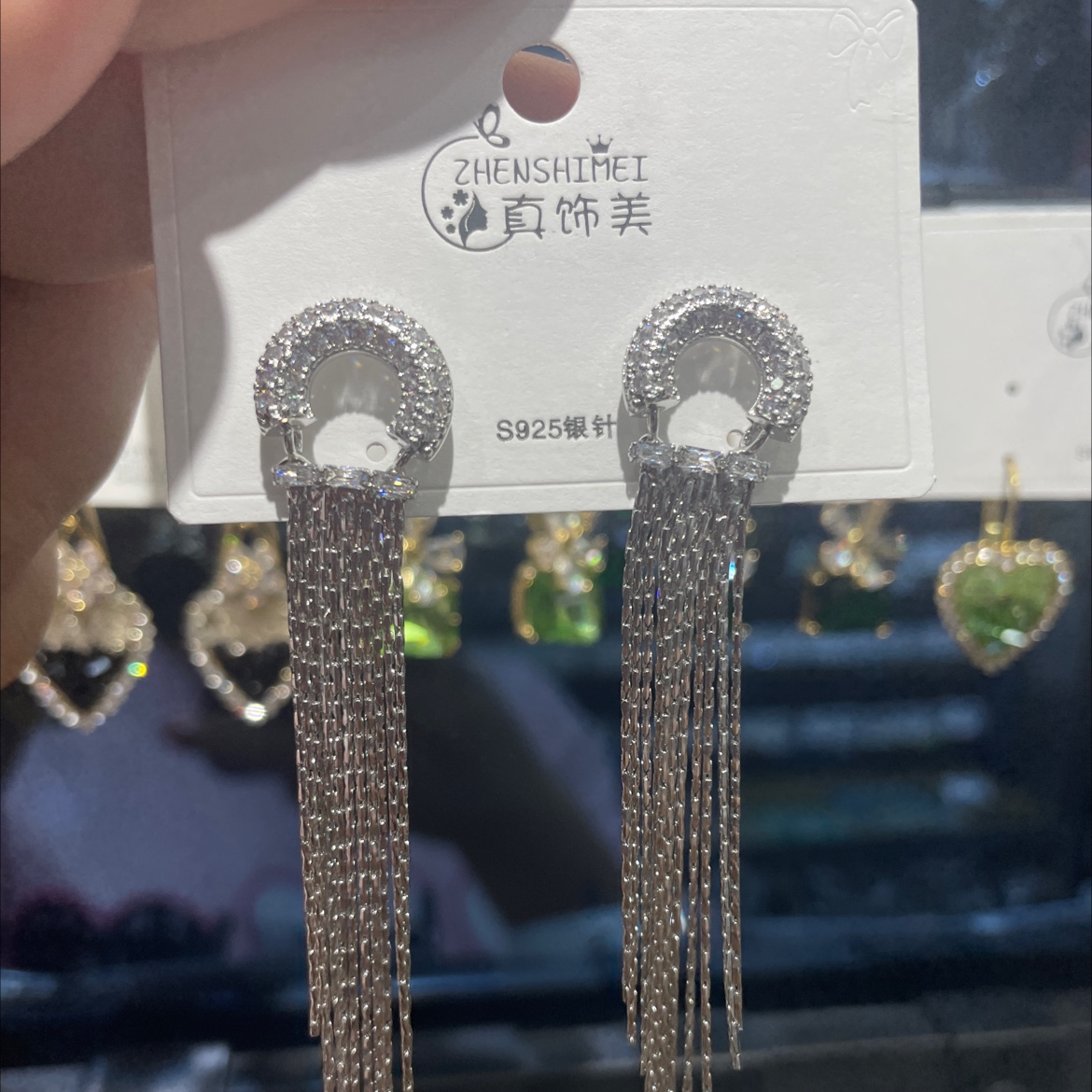 锆石镶嵌长流梳耳环耳饰明星同款耳环爆款925 针