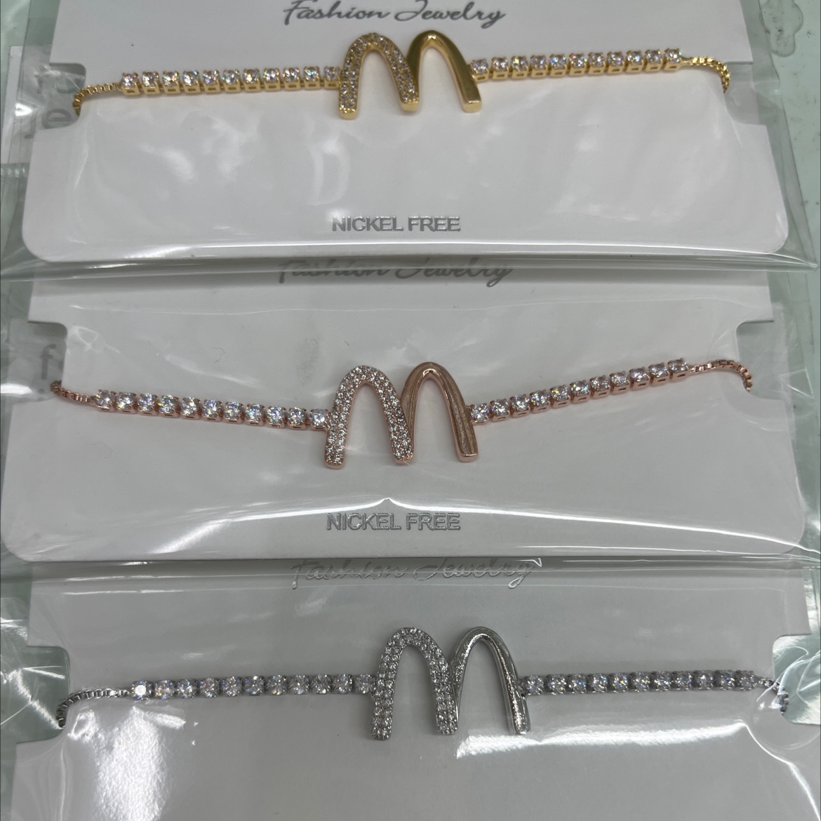 抽拉手链电镀真金，玫瑰金钻石镶嵌天然韩版时尚大方手链1