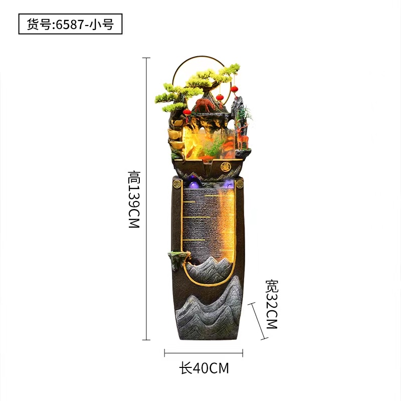 New courtyard water flow ornaments, balcony fish pond landscaping, rooftop garden decoration and arrangement, landscape fish tank fountain details Picture