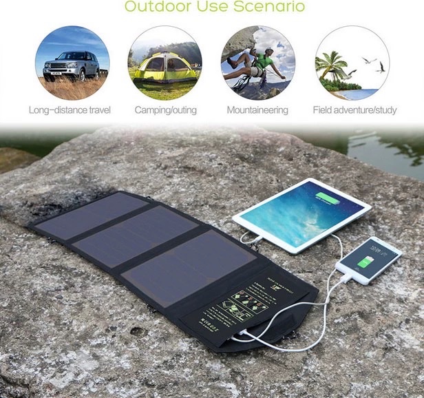21W Portable Folding Solar Charger Treasure Mobile Phone Mobile Power Outdoor Smart Charging Board Waterproof