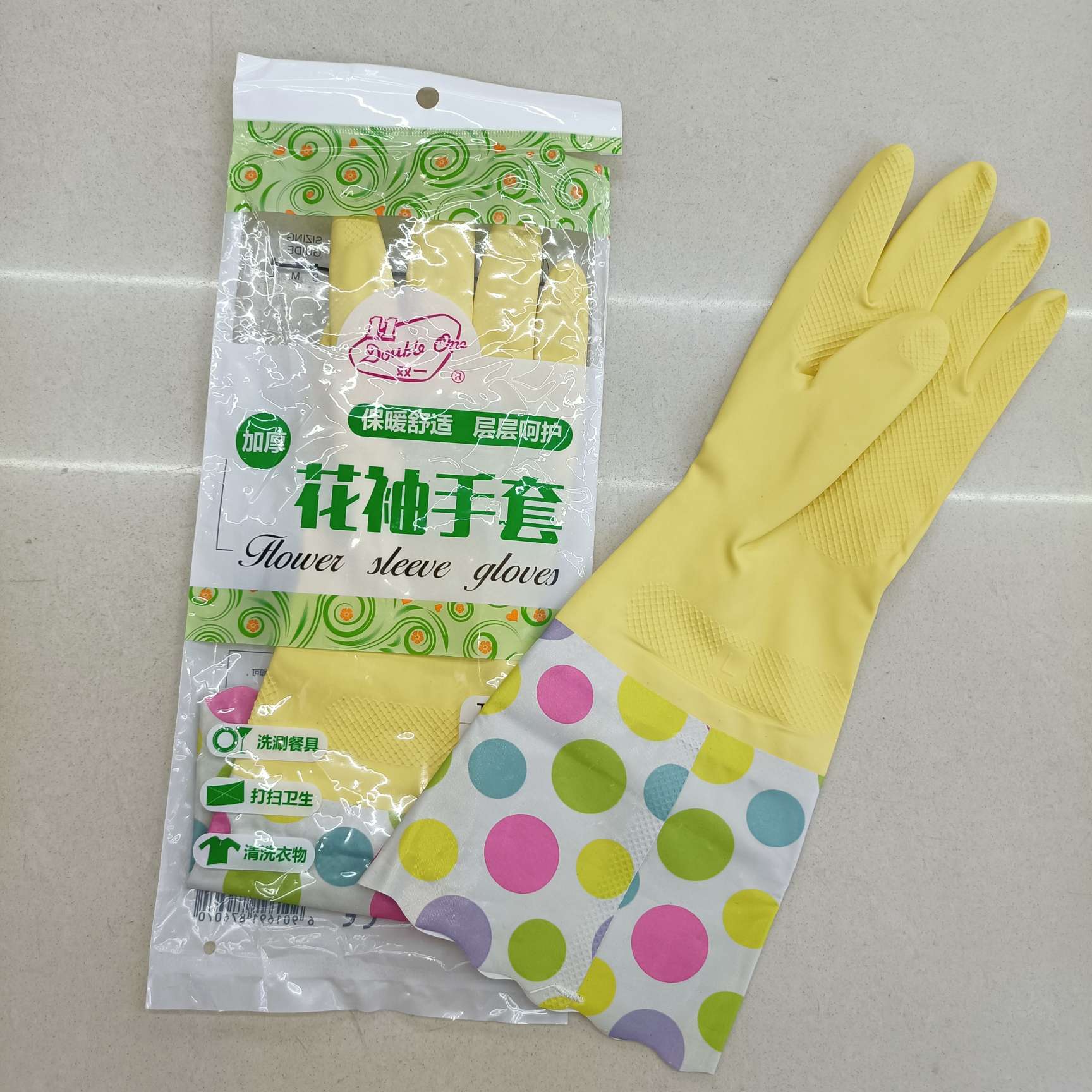 Two-color wave labor protection gloves, wear-resistant labor rubber, warm impregnated rubber, waterproof, thickened rubber full belt rubber Specification image