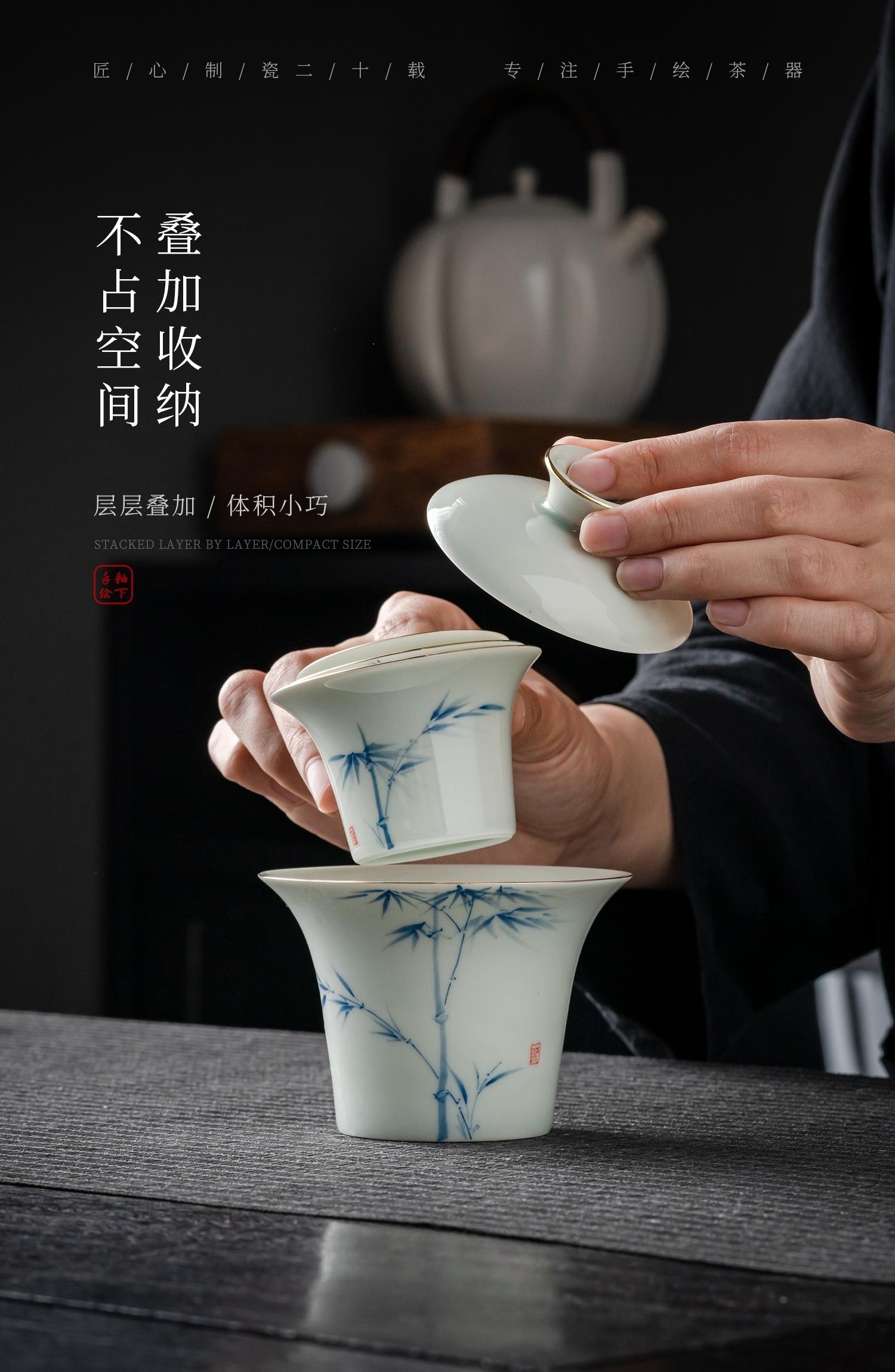 Yingping Travel Tea Set, High-Grade Sheep Fat Jade Pottery Li Home