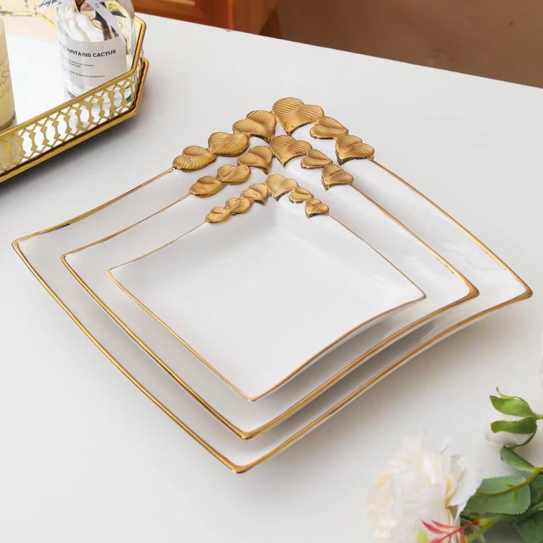 European-style electroplated heart-shaped series tableware Specification image