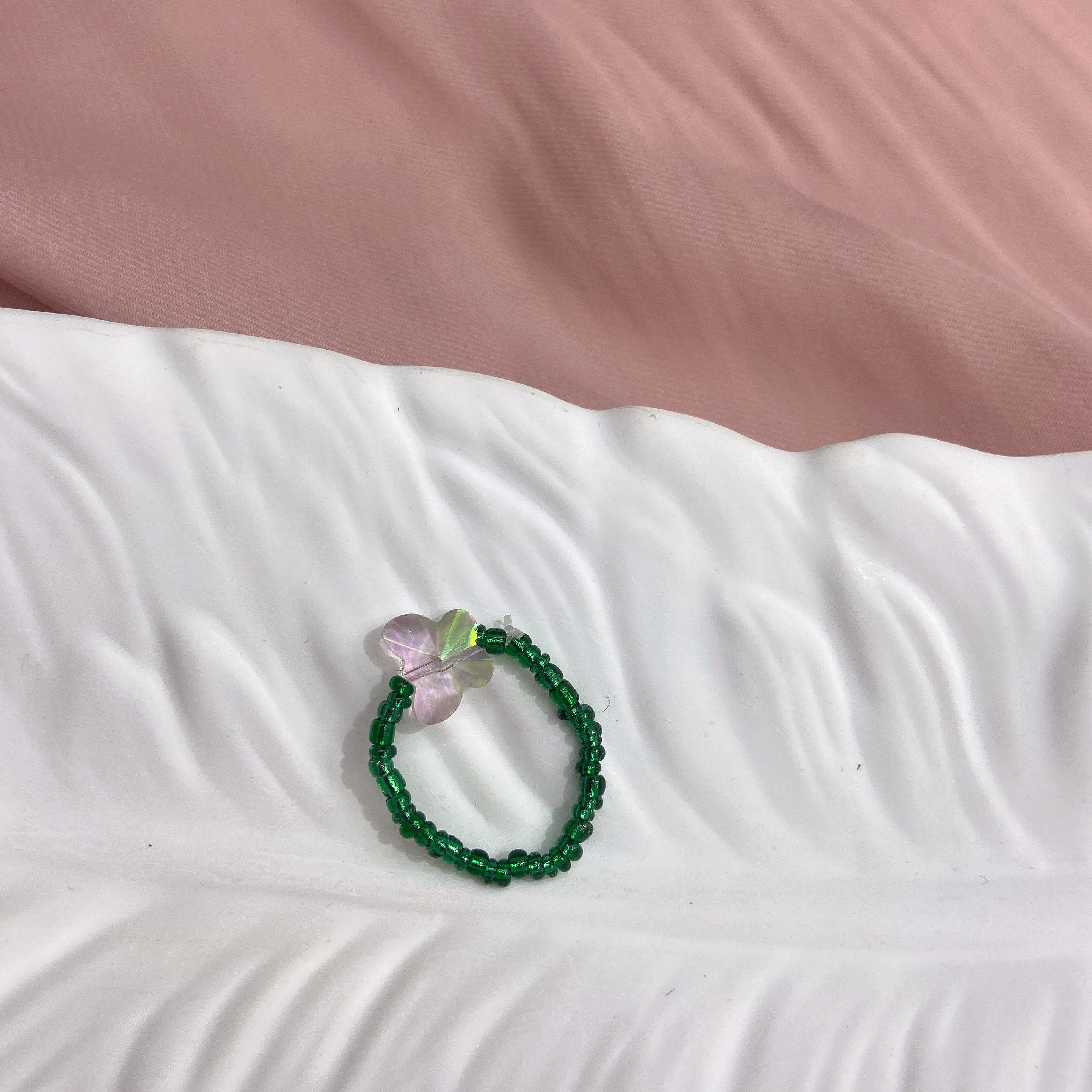 Rice bead butterfly ring