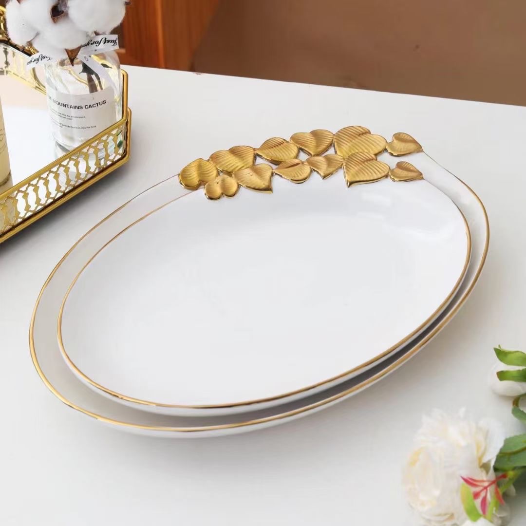 European-style electroplated heart-shaped series tableware details Picture