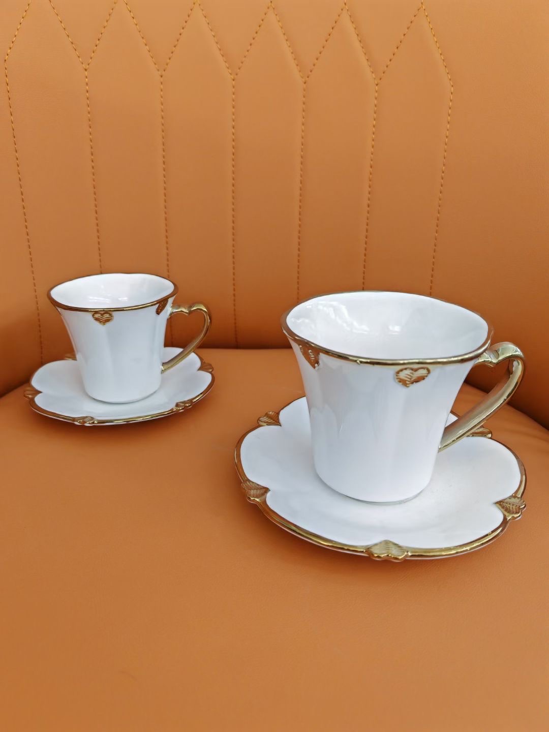 Gilded bone China coffee cups, European tea sets, ceramic English afternoon tea cups Specification image