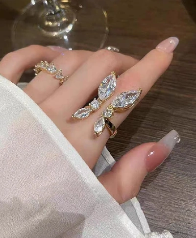 Super Cute Fun White Zircon Rabbit Ring Female Tide Sweet Cute Everything Summer Plated Real Gold Opening