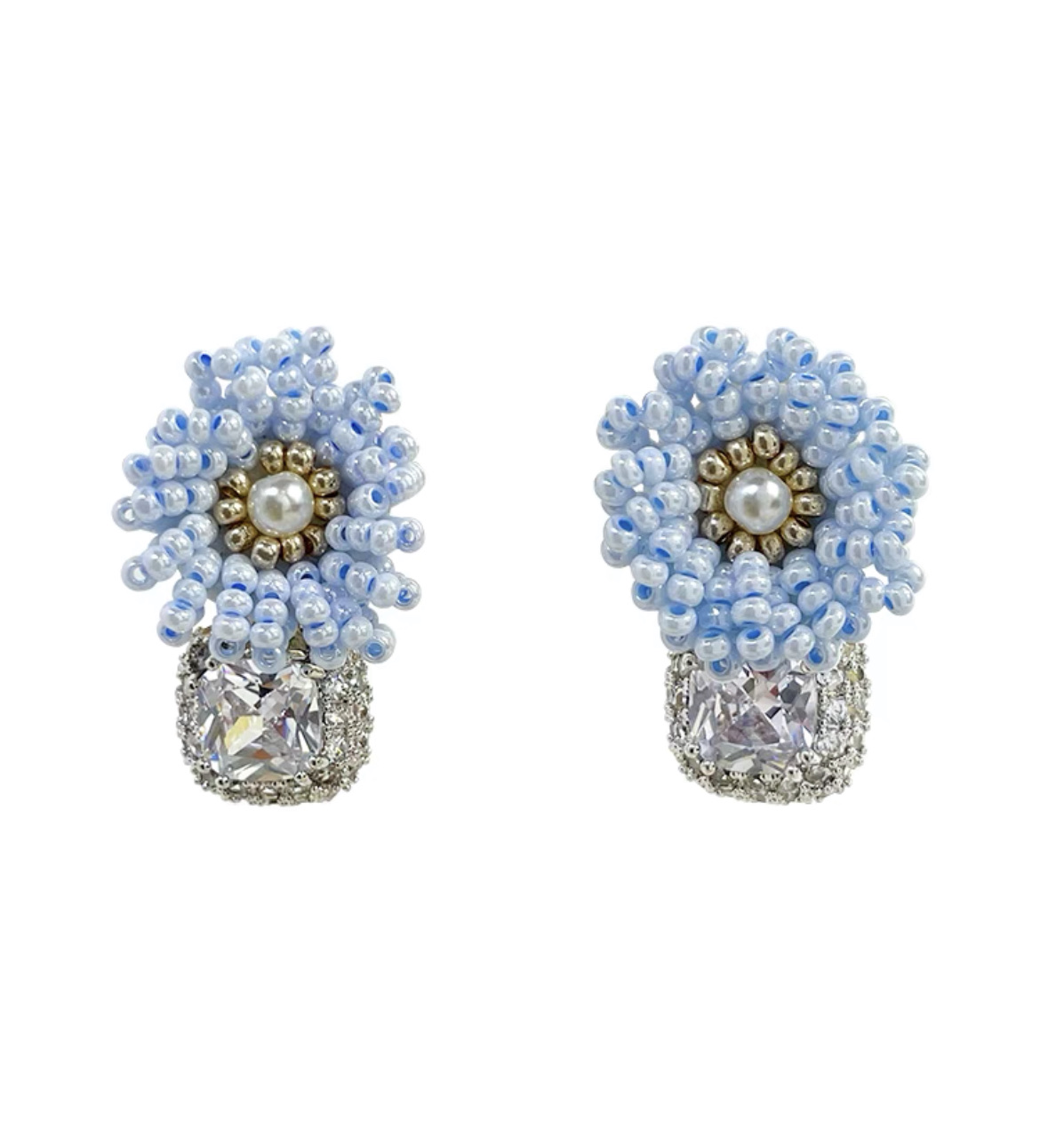 Korean Retro Light Luxury High-Grade Original Hand-Designed Flower Zircon Earrings Fate Season Application Scenario