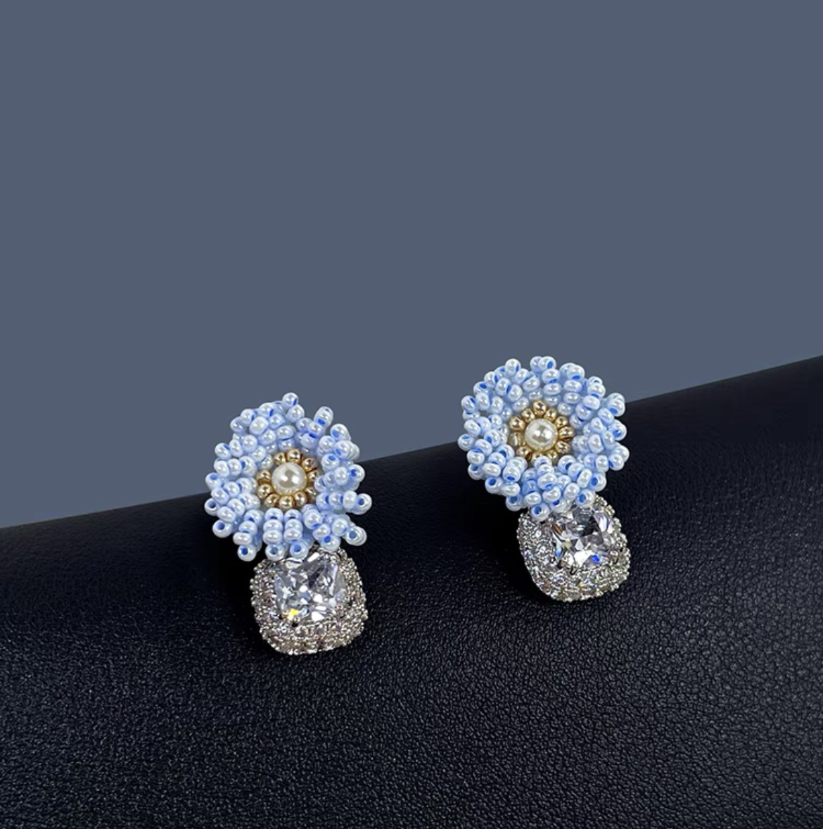 Korean Retro Light Luxury High-Grade Original Hand-Designed Flower Zircon Earrings Fate Season