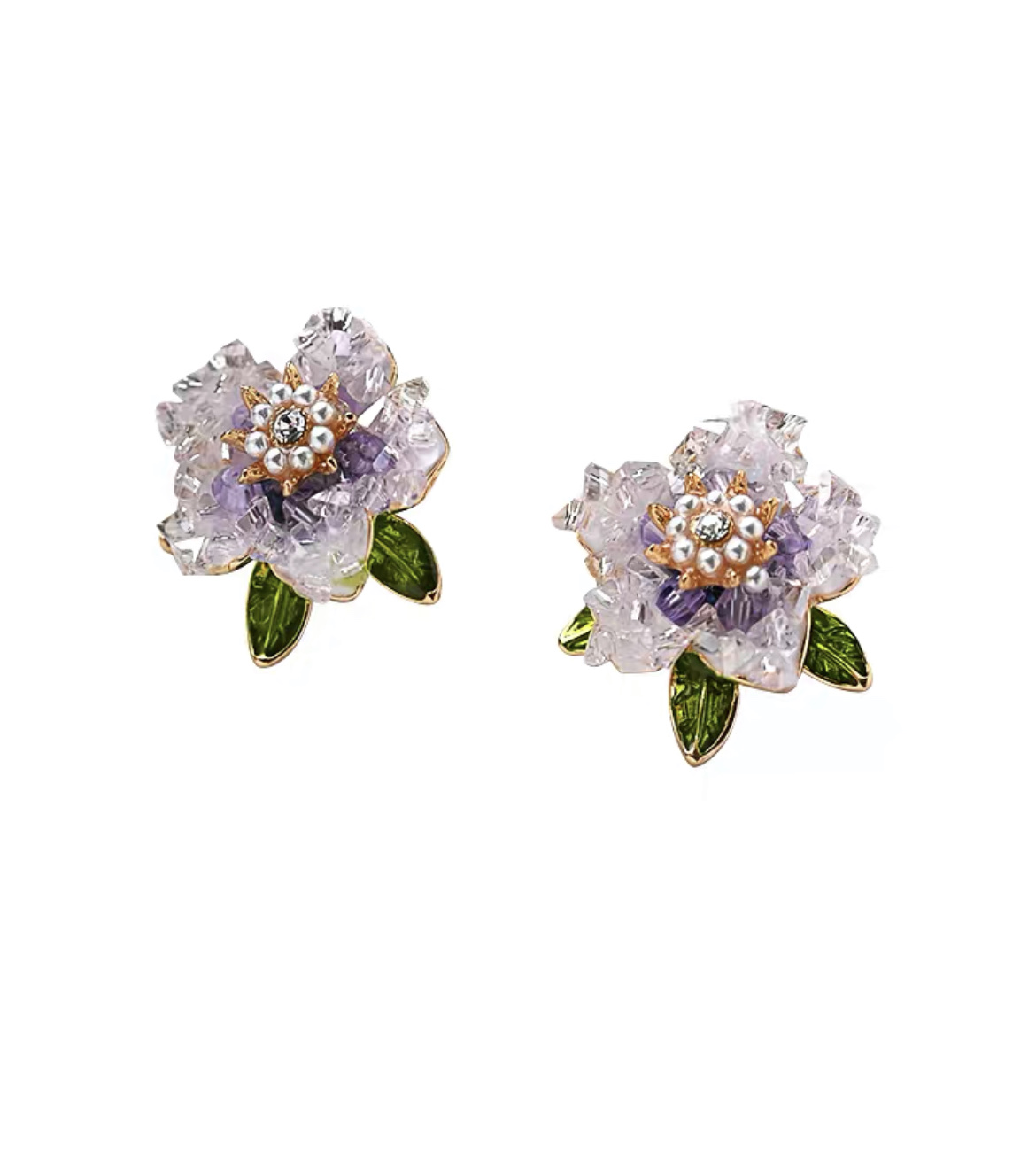 Korean Retro Light Luxury High Sense Of Original Design Crystal Flower Earrings Fate Season Item Picture
