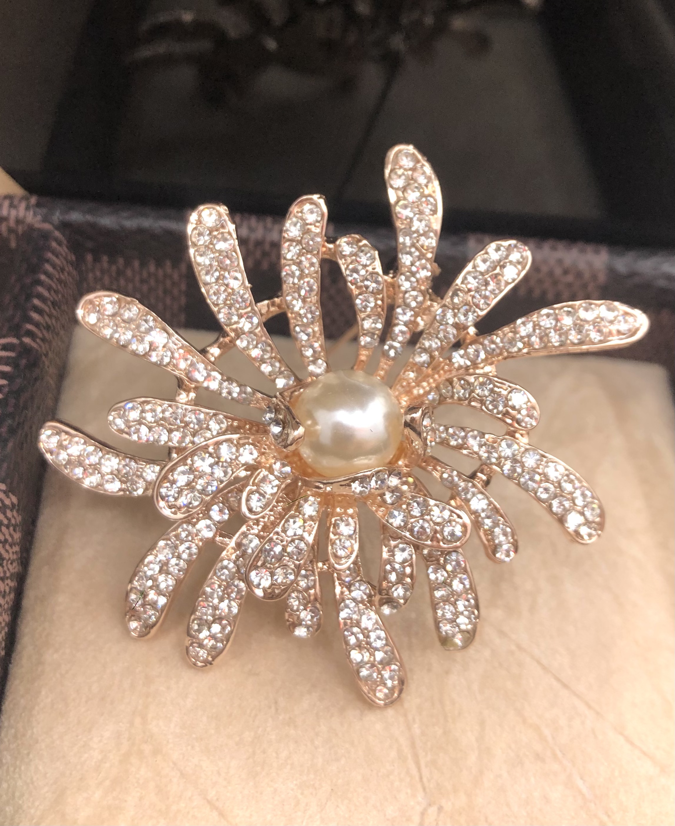 靓典饰品 奢华大气胸花气质别针女复古 西装毛衣大衣珍珠胸针