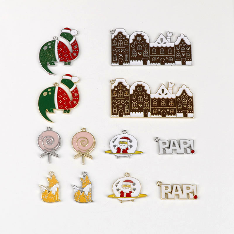 Cross-border European and American Christmas funny, novel, exaggerated and fun keychains, necklaces, earrings, alloy jewelry accessories