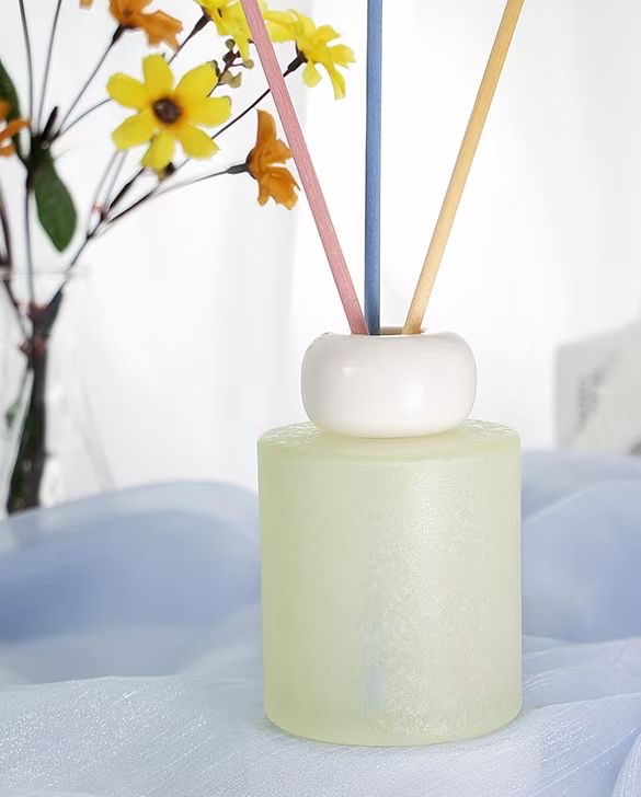 厚德玻璃厂 圆形香薰瓶 玻璃瓶 蒙砂效果高档香薰瓶 带香薰棒