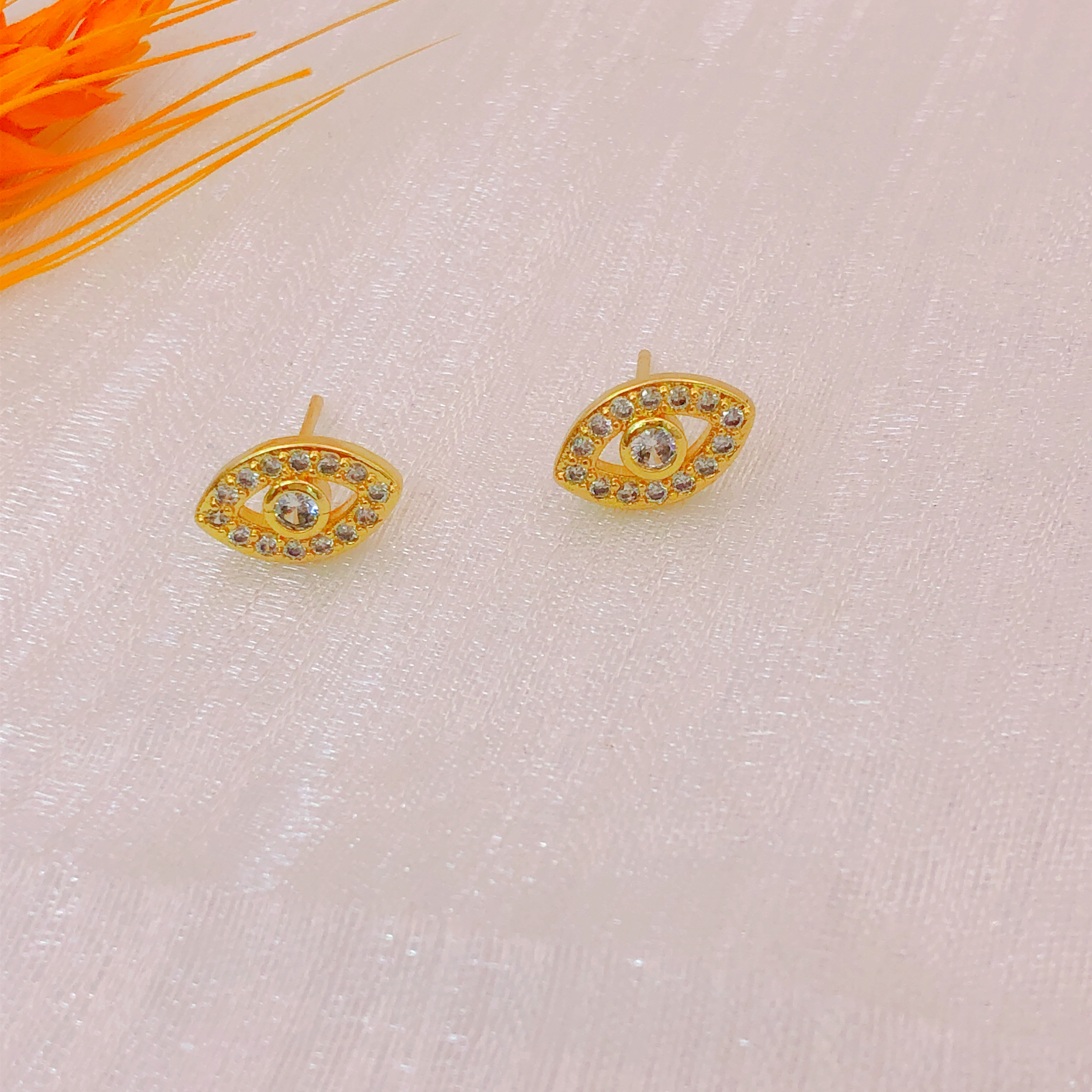 Micro zircon earrings Girl earrings Palm earrings Eye studs Earrings Copper gold plated thumbnail